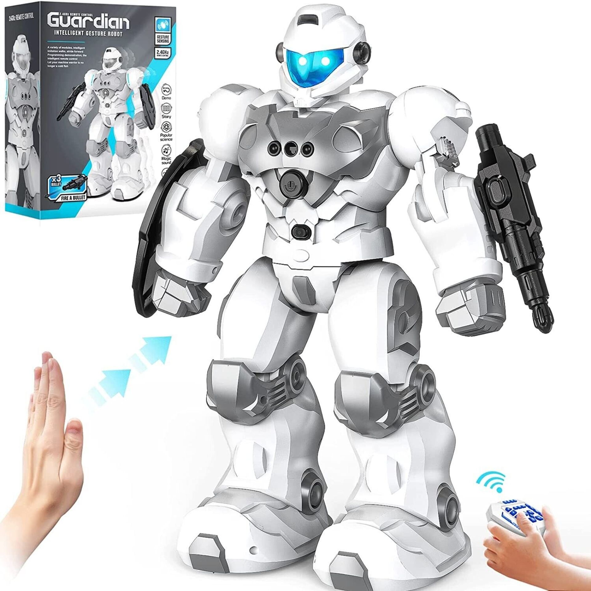 5x Sonomo Guardian Remote Control Intelligent Gesture Robot, White - RRP £200