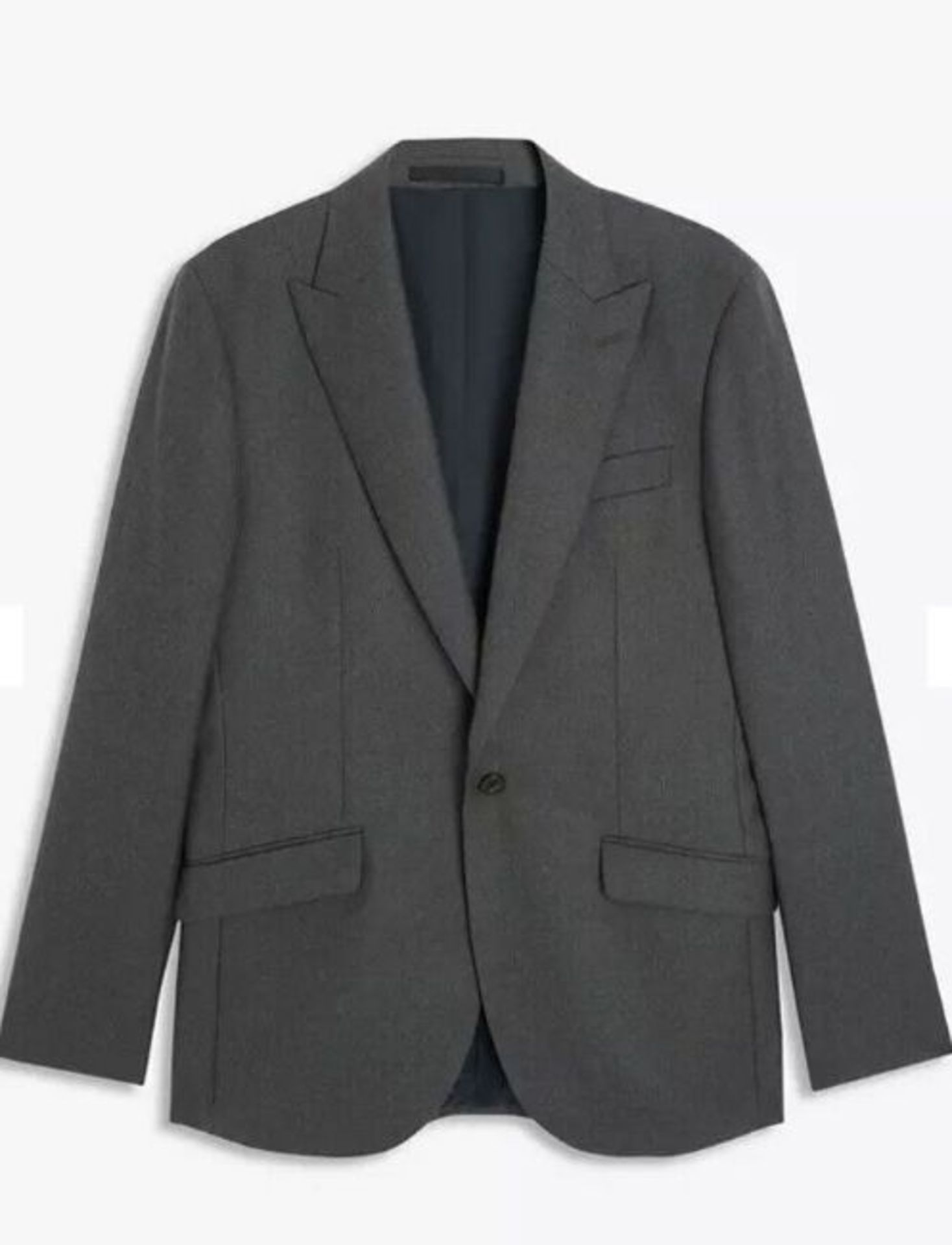 John Lewis Wool Flannel Regular Fit Suit Jacket, Charcoal Size 40R | RRP £170 - Image 4 of 6