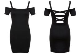 Liquidation Stock Women's Miss Selfridge Black Bodycon Strap Bardot Dress x 60