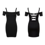 Liquidation Stock Women's Miss Selfridge Black Bodycon Strap Bardot Dress x 60