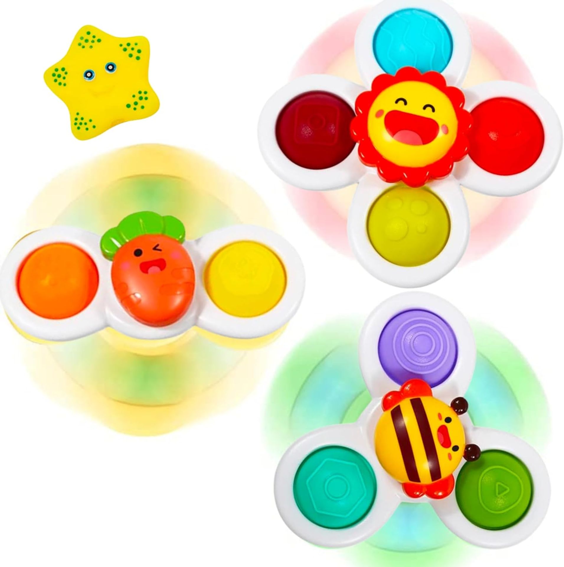 Suction Cup Spinner Toys, Baby Bath Toys With Suction Cup Silicone Flipping Board, Baby Sensory S... - Image 8 of 8