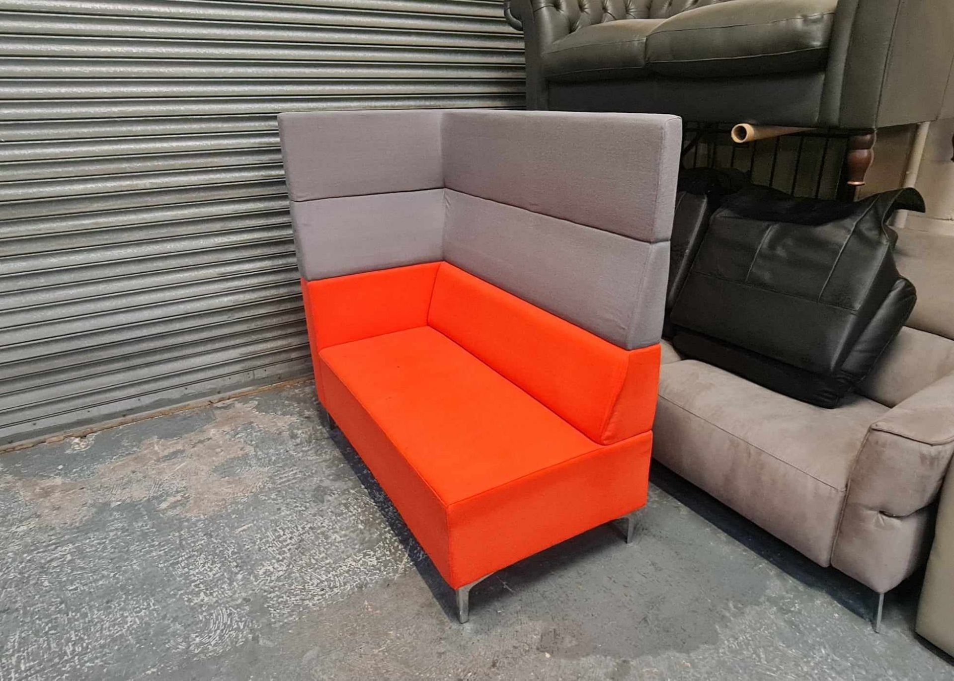 Elite Evo Plus Orange and Grey Fabric Two Seater Left Arm Full High Back Seat - Image 2 of 11