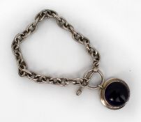Vintage Cabochon Amethyst Silver Bracelet