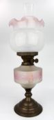 Antique Oil Lamp with Glass Font & Shade