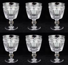 Set of 6 Fine Stuart Crystal Senator Pattern Goblets