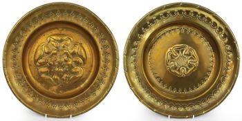 Pair of Large Antique Brass Chargers