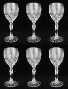 Set of 6 Brier Glass Vine Pattern Wine Glasses
