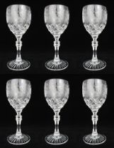 Set of 6 Brier Glass Vine Pattern Wine Glasses