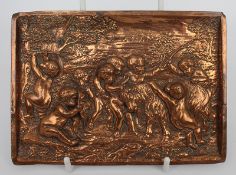 Italian Copper Relief Putti Plaque