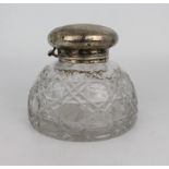 Vintage Silver Plated Crystal Inkwell