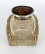 Fine Antique Large Cut Glass Silver Mounted Inkwell