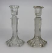 Pair of Glass Crystal Candlesticks