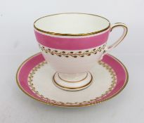 Grainger Worcester Pink & White Cup & Saucer