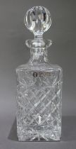 Vintage Zawiercie Polish Crystal Square Shaped Spirit Decanter