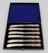 Antique Cased Set of 6 Silver Plated Tea Knives