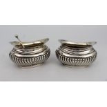 Pair of Solid Silver Salts Birmingham 1918 & Spoon