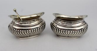 Pair of Solid Silver Salts Birmingham 1918 & Spoon