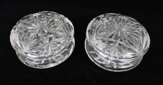 Pair of Vintage Walsh Crystal Bowl & Covers