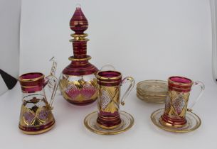 Vintage Gilded Glass Part Coffee Set