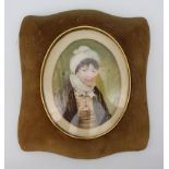 Fine Antique Miniature in Velvet Frame