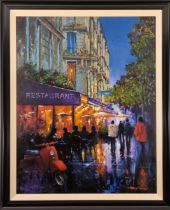 Stunning Large Original Oil Painting Titled """"Al Fresco Paris"""" by Tony Rome