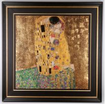 Totally Stunning 22 Carat Gold Gustav Klimt """"The Kiss"""" Limited Edition.