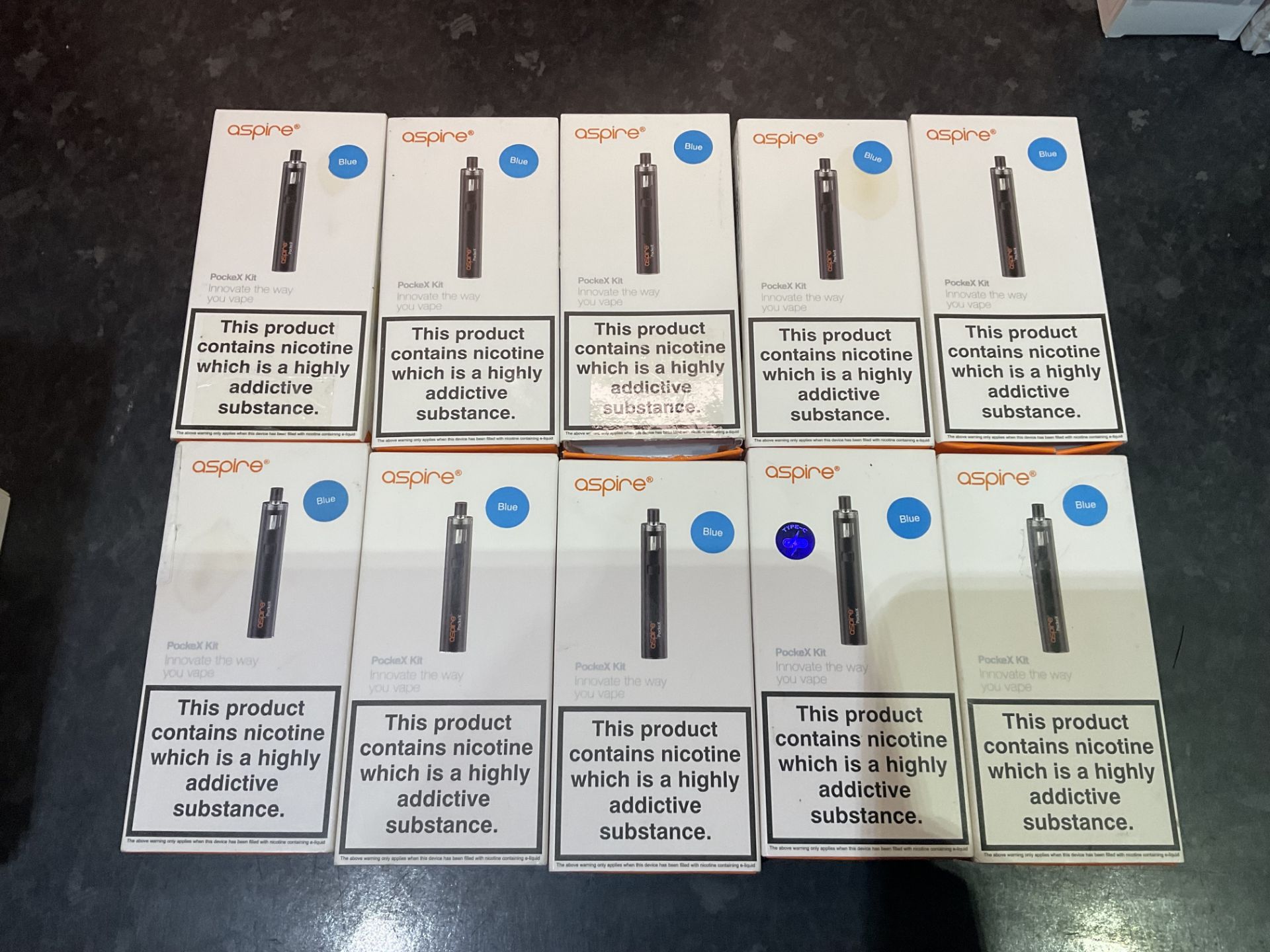 Joblot 10 x Aspire Pocex Kit Vape Pens Blue RRP £200