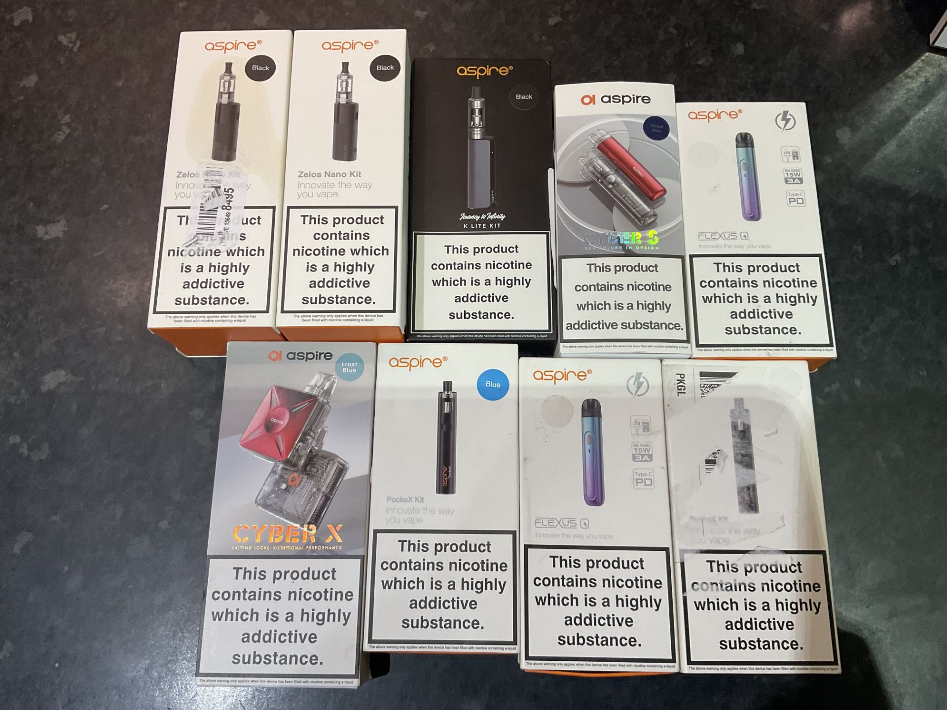 Joblot 9 x Aspire Vape Mods Zelos Nano K Lite Cybers Flexus Q Cyber X Pockex RRP £200