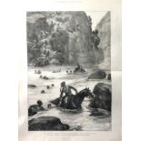 Zulu War British Forces Retreating from the Battle of Isanhlwana Antique 1879 Print