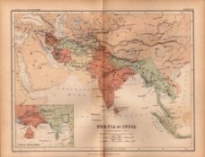 Antique Coloured Classical Map Persia et India Ptolemaei.