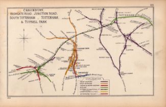 Kentish Town Finsbury Pk Tottenham London Antique Railway Diagram-112.