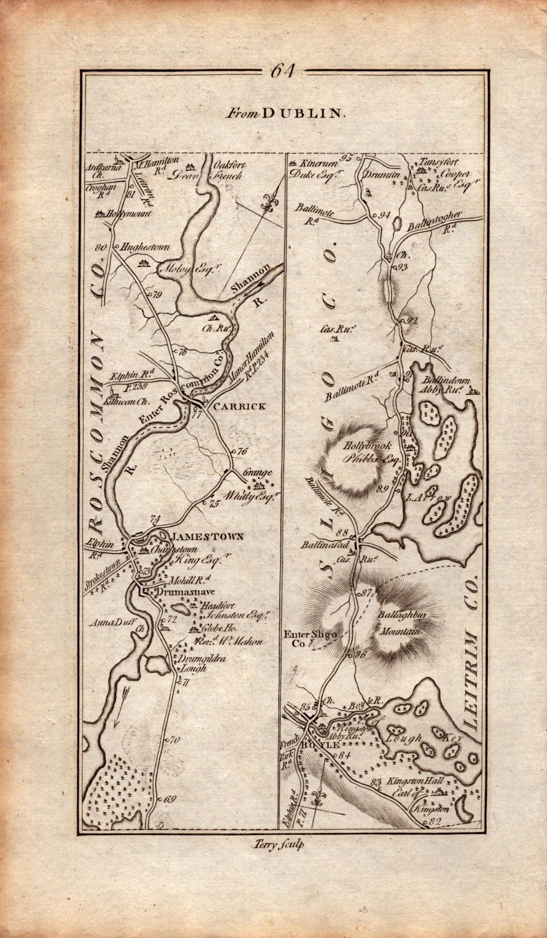 Ireland Rare Antique 1777 Map Sligo Longford Carrick On Shannon Areas. - Image 3 of 4