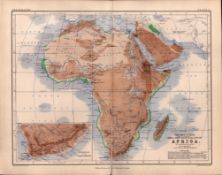 Mountains Valley & Plains of Africa 1871 WK Johnston Antique Map.
