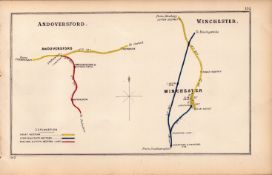 Andoversford Glos / Winchester Hampshire Antique Railway Diagram-132.