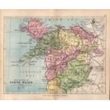 Counties of North Wales 1895 Antique Victorian Coloured Map.