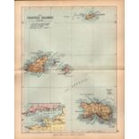 The Channel Islands 1895 Antique Victorian Coloured Map.