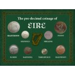 Ireland Eire Irish Vintage Pre-Decimal 1928- 1968 Coin Metal Art Display Set