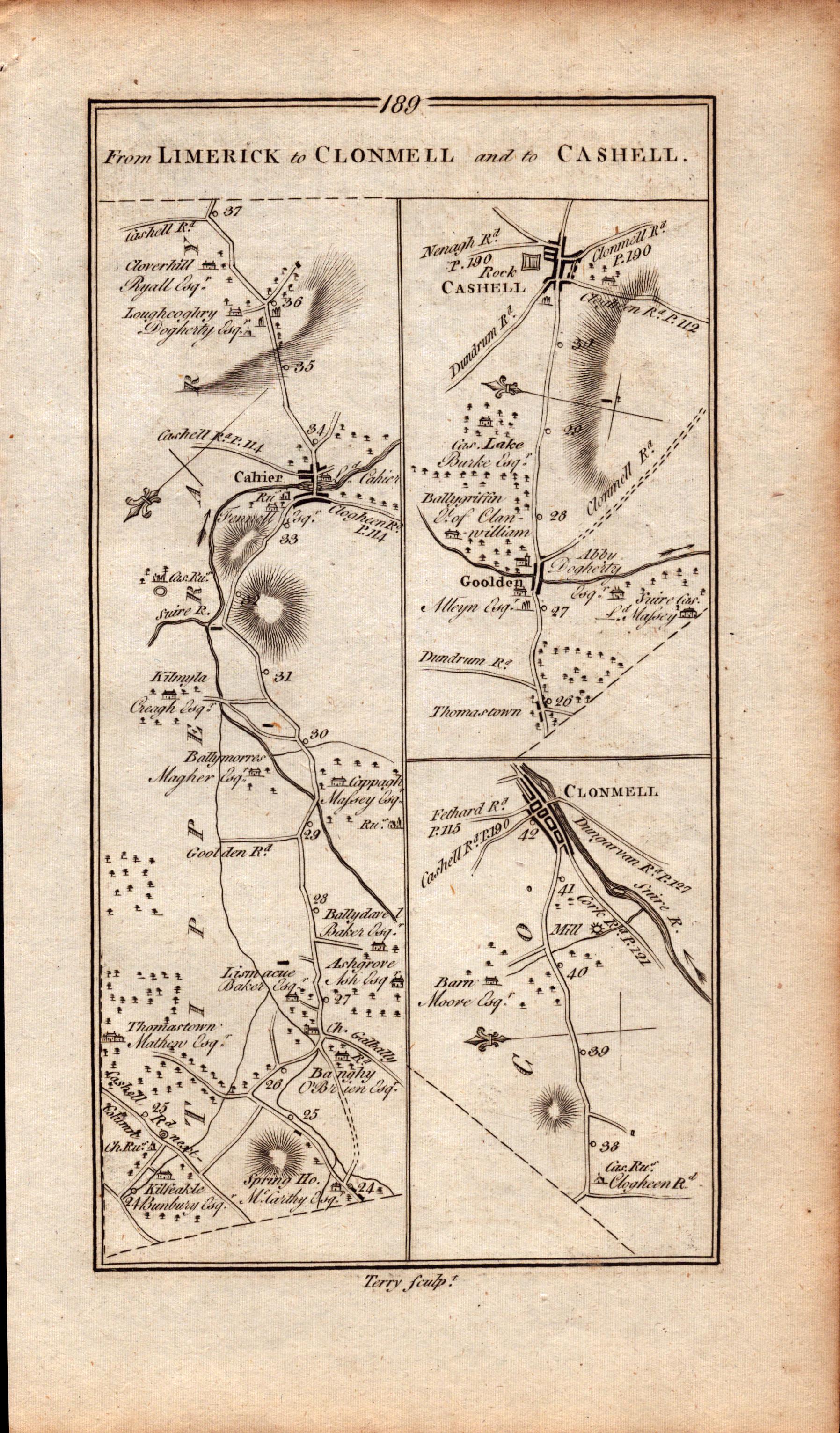 Ireland Rare King George III Antique 1777 Map Limerick Clonmell Cashell Thurles. - Image 2 of 4
