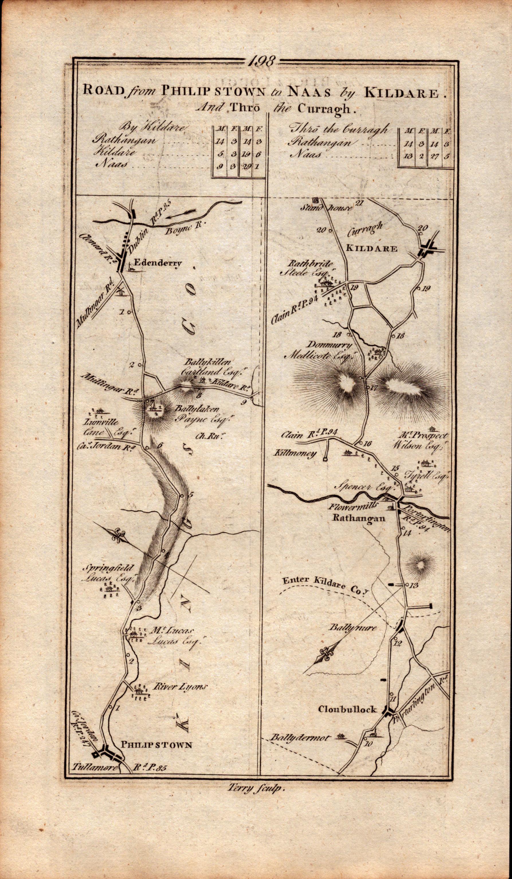 Ireland Rare Antique 1777 Map Birr Rathangan Kildare Galway Tipperary. - Image 2 of 4