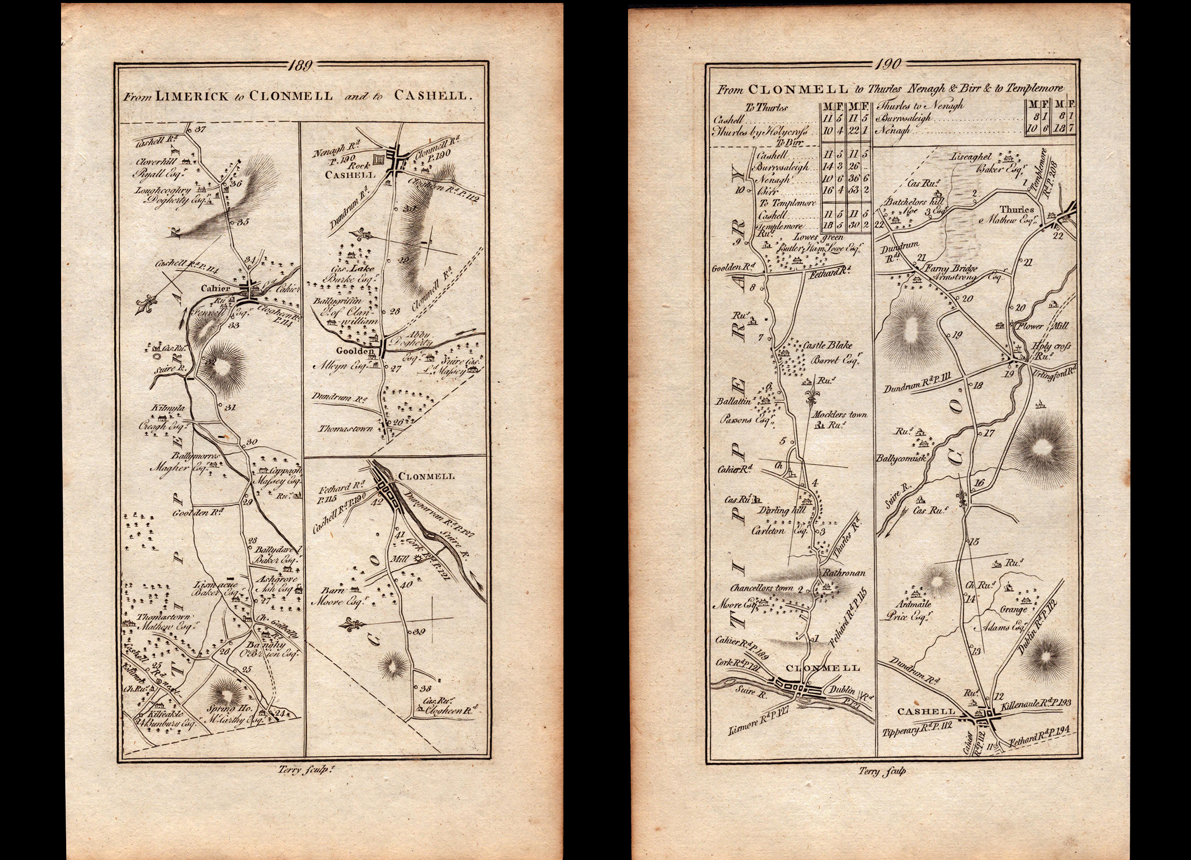 Ireland Rare King George III Antique 1777 Map Limerick Clonmell Cashell Thurles.