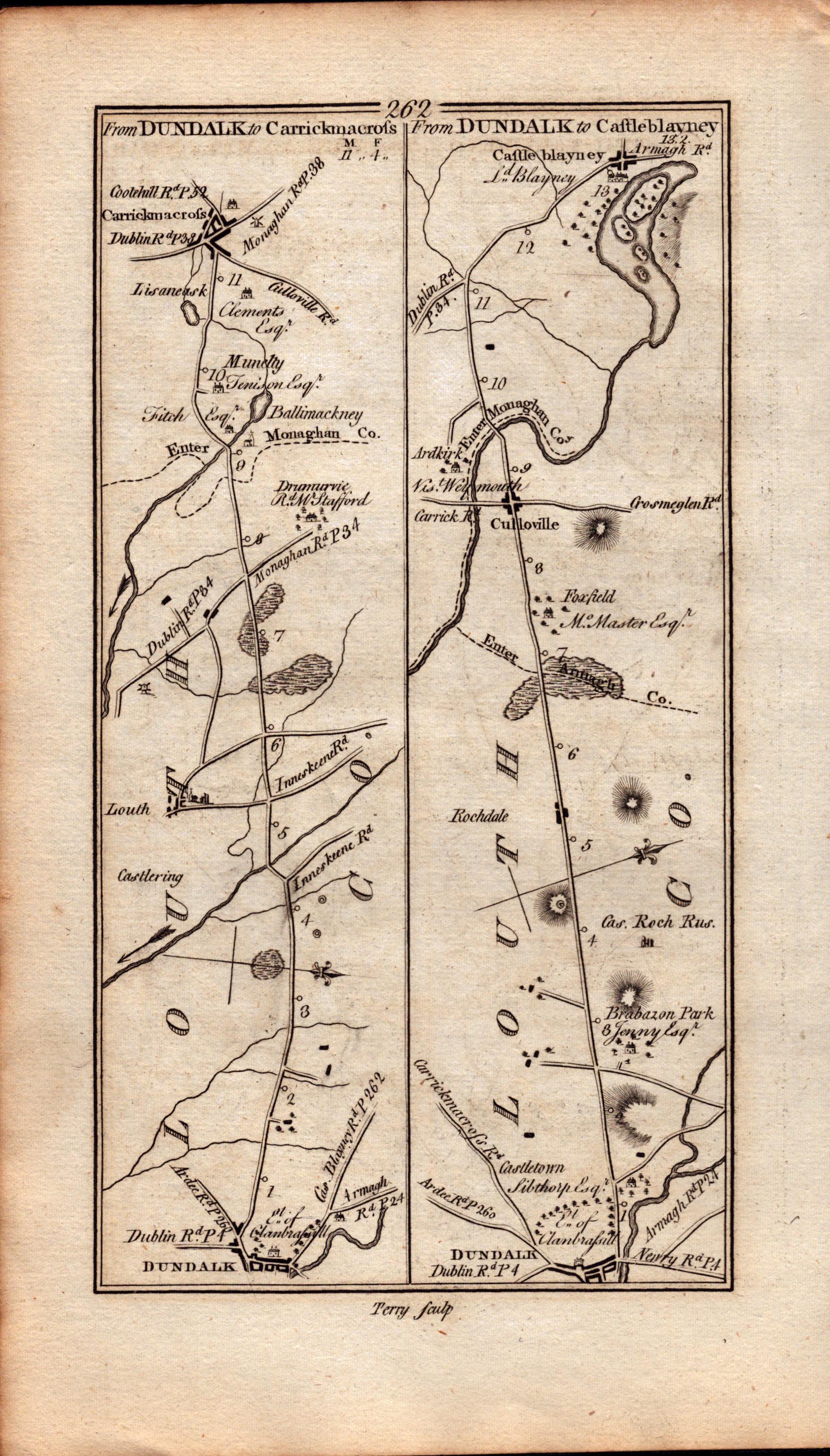 Ireland Rare Antique King George III 1777 Map Mullingar Dundalk Louth Castleblaney. - Image 2 of 4