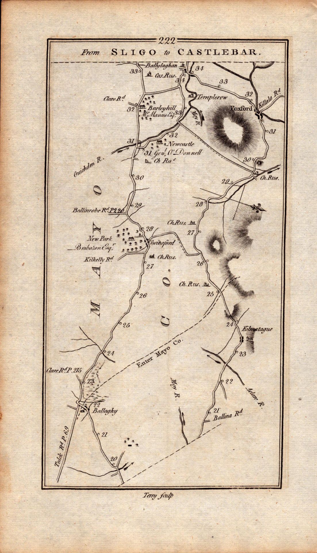 Ireland Rare Antique King George III 1777 Map Sligo Castlebar Tobercorry Co Mayo. - Image 3 of 4
