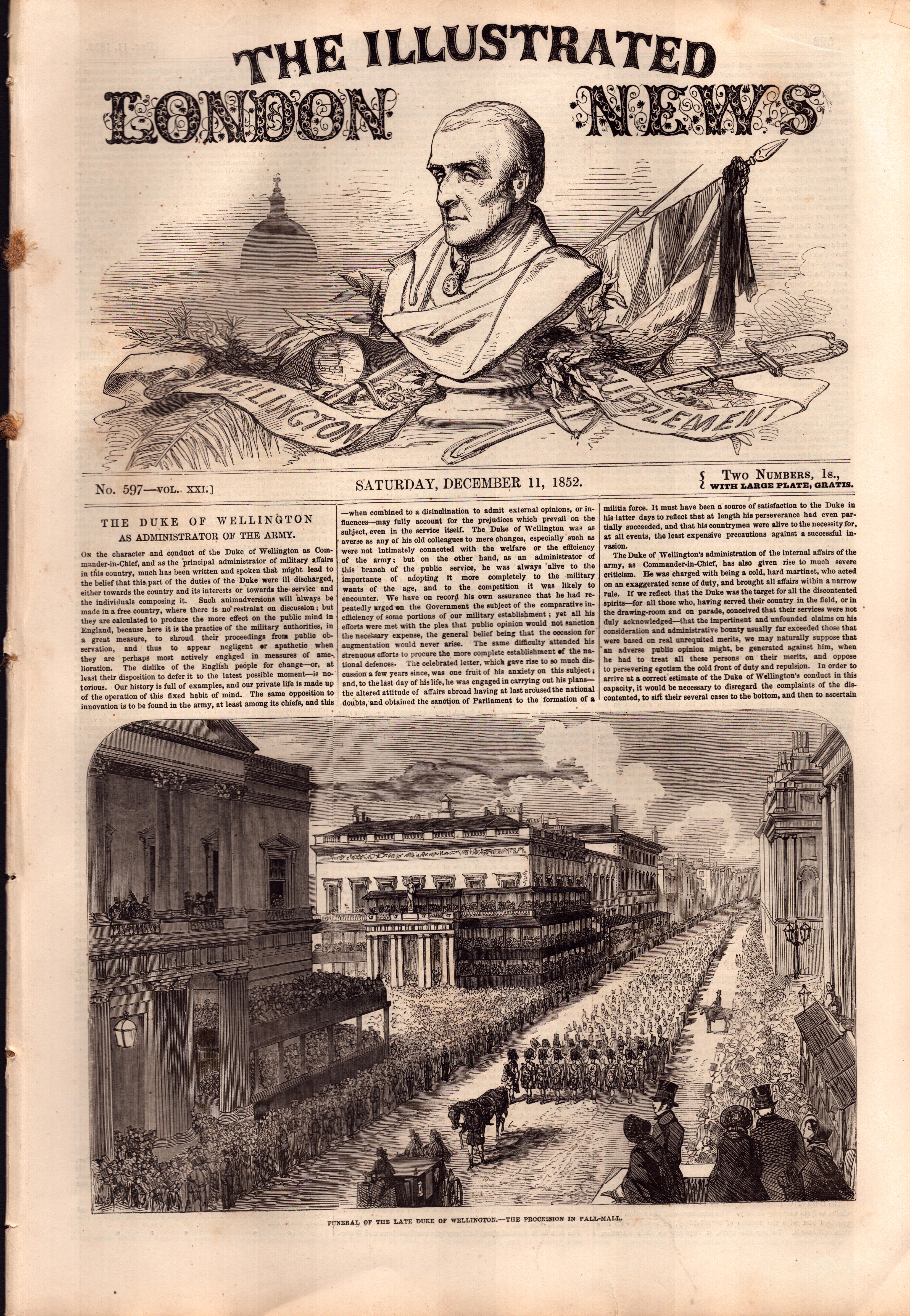 Illustrated London News 1852 Death/Funeral the Duke of Wellington 8 Antique Editions. - Image 3 of 16