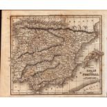Spain & Portugal Rare 200 Years Old George VI Antique 1822 Map.