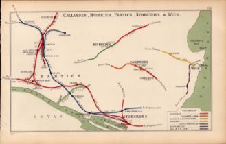 Wick Callander Partick Scotland Detailed Antique Railway Diagram-114.