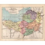 County Somersetshire 1895 Antique Victorian Coloured Map.