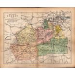 County Surrey 1895 Antique Victorian Coloured Map.