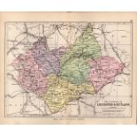 County Leicestershire 1895 Antique Victorian Coloured Map.