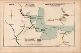 Ennis Wexford & Rosslare Ireland Antique Railway Junctions Diagram-96.