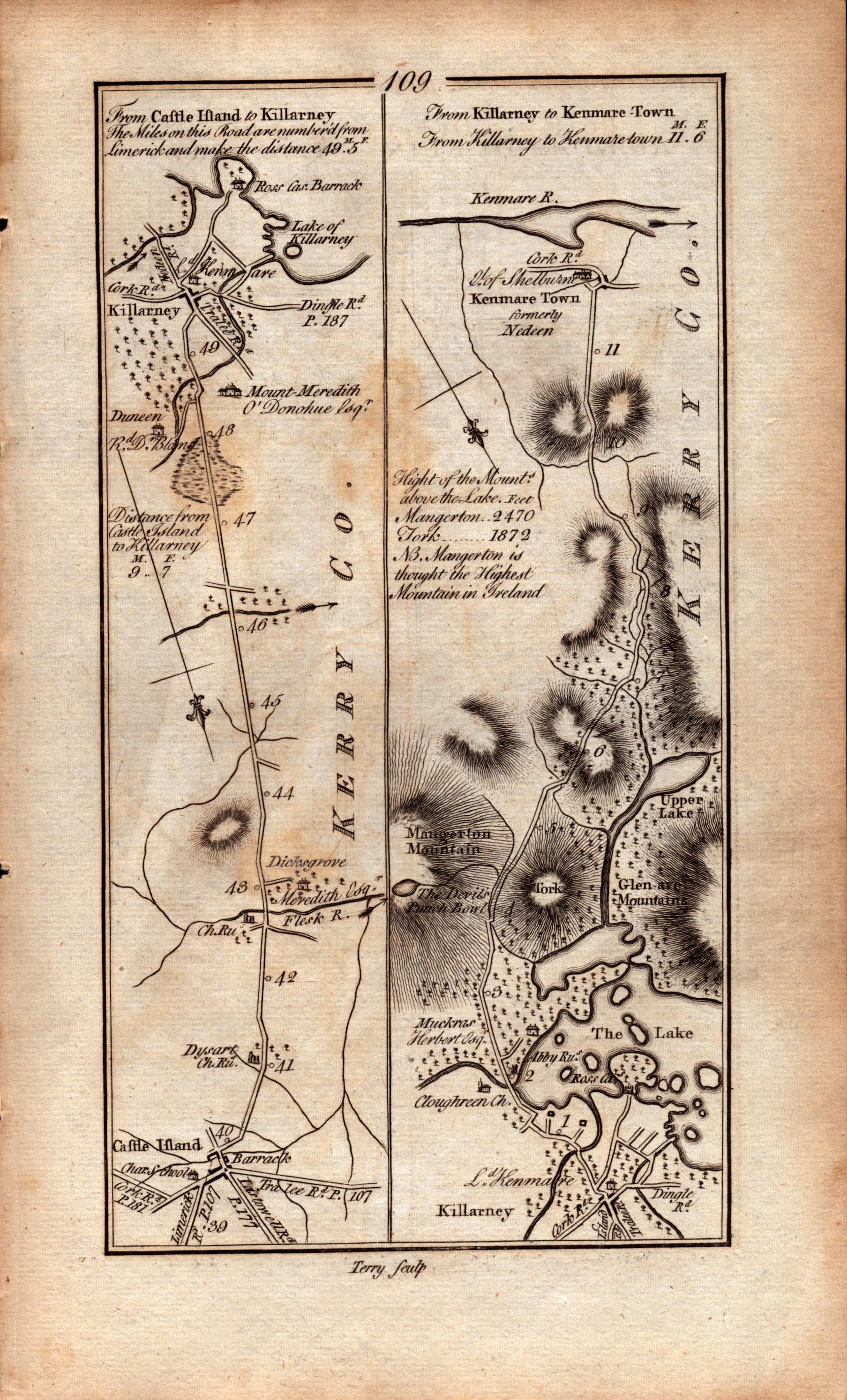 Ireland Rare Antique King George III 1777 Map Killarney Muckross Kenmare Kerry. - Image 2 of 3